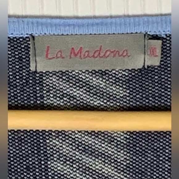 La Madona - Navy And White Pattern Detail Cardigan With Light Blue Trim - XXL - Picture 5 of 7